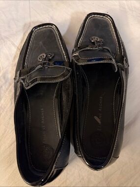 Etienne Aigner Women’s Black Leather Slip-On Loafers